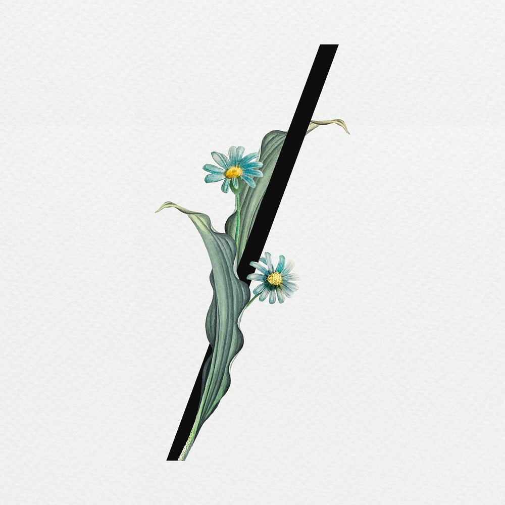 Floral slash sign digital art illustration