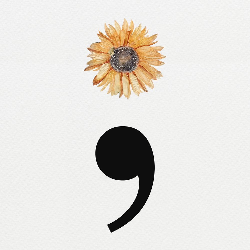 Floral semicolon sign digital art illustration