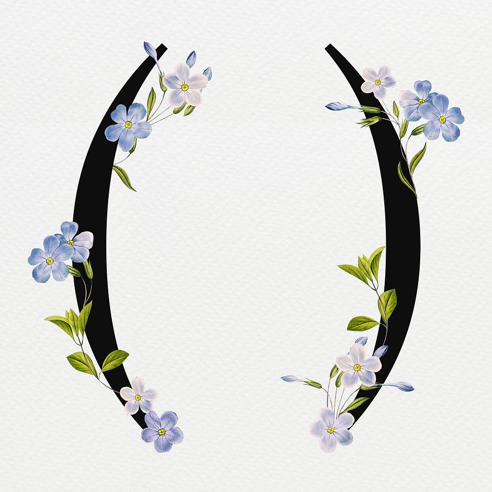 Floral parentheses sign digital art illustration