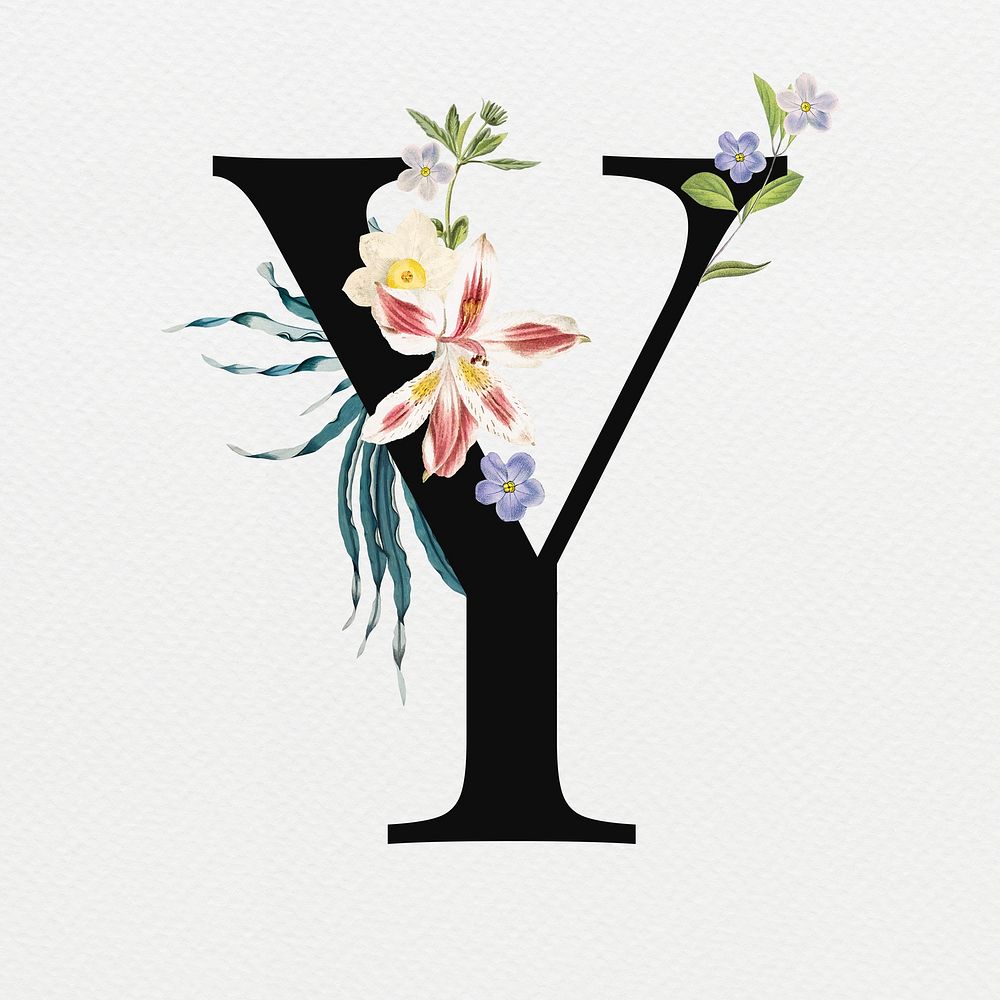 Floral letter Y digital art illustration