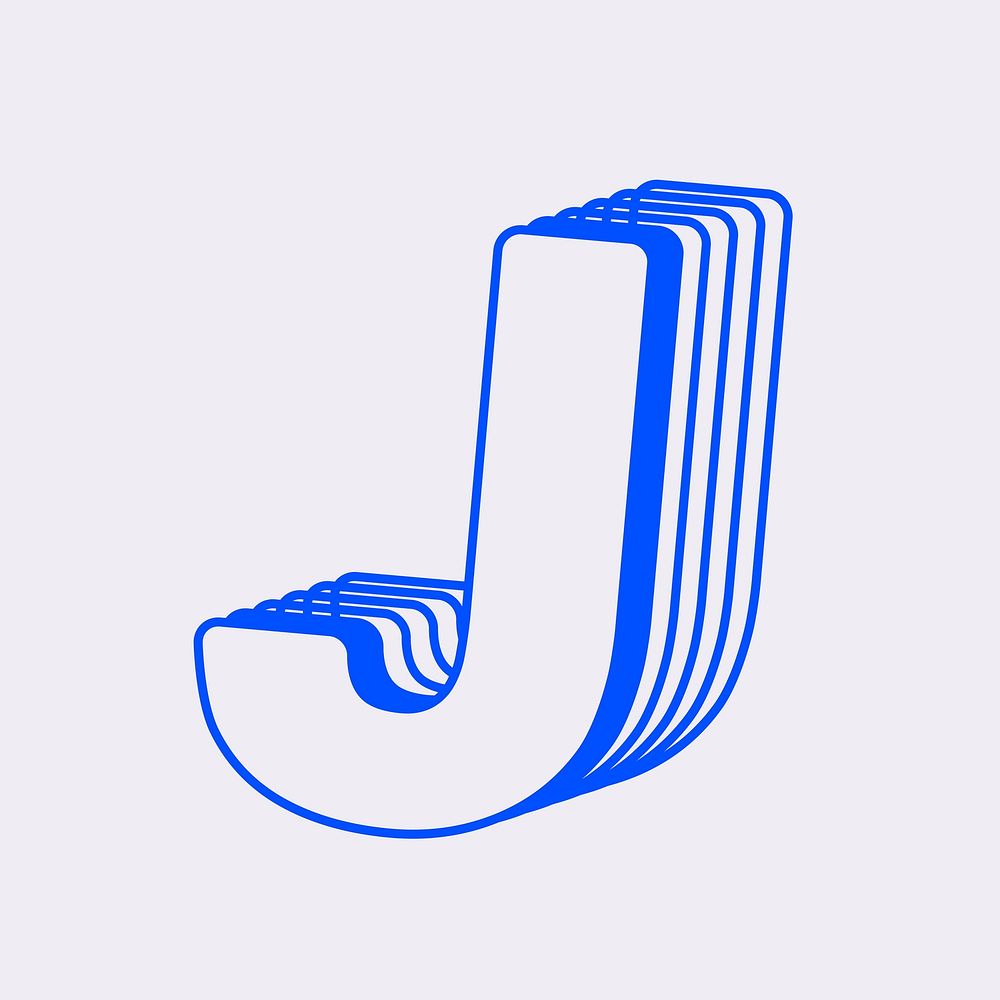 Letter J layered alphabet design