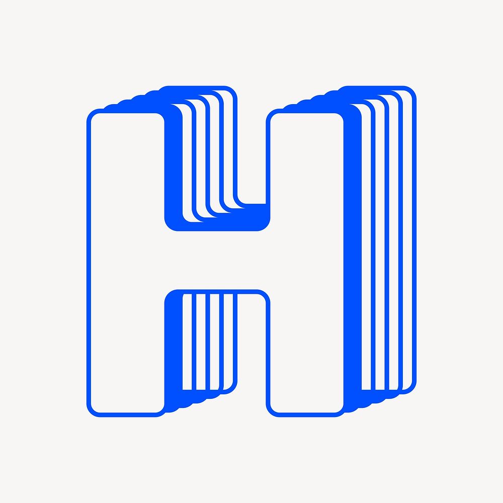Letter H layered alphabet design