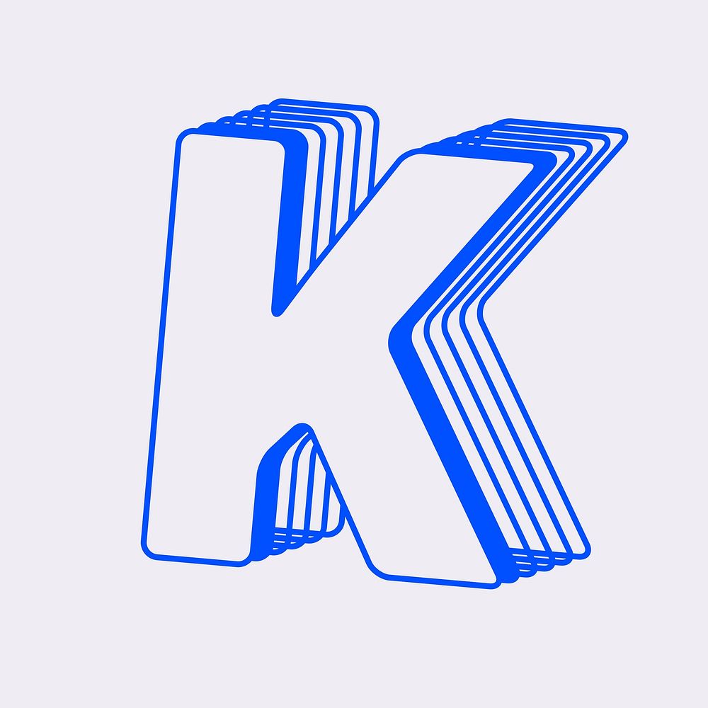 Letter K layered alphabet design
