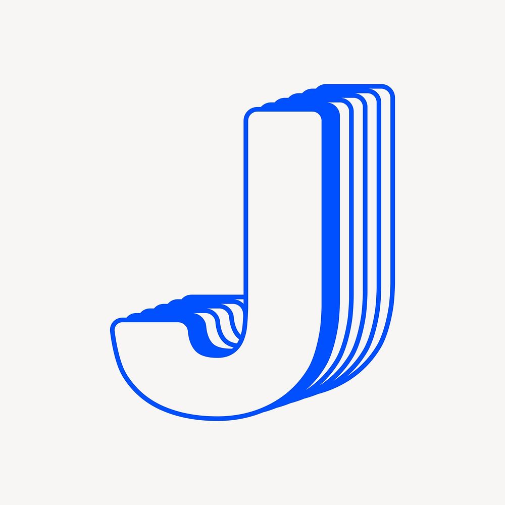 Letter J layered alphabet design