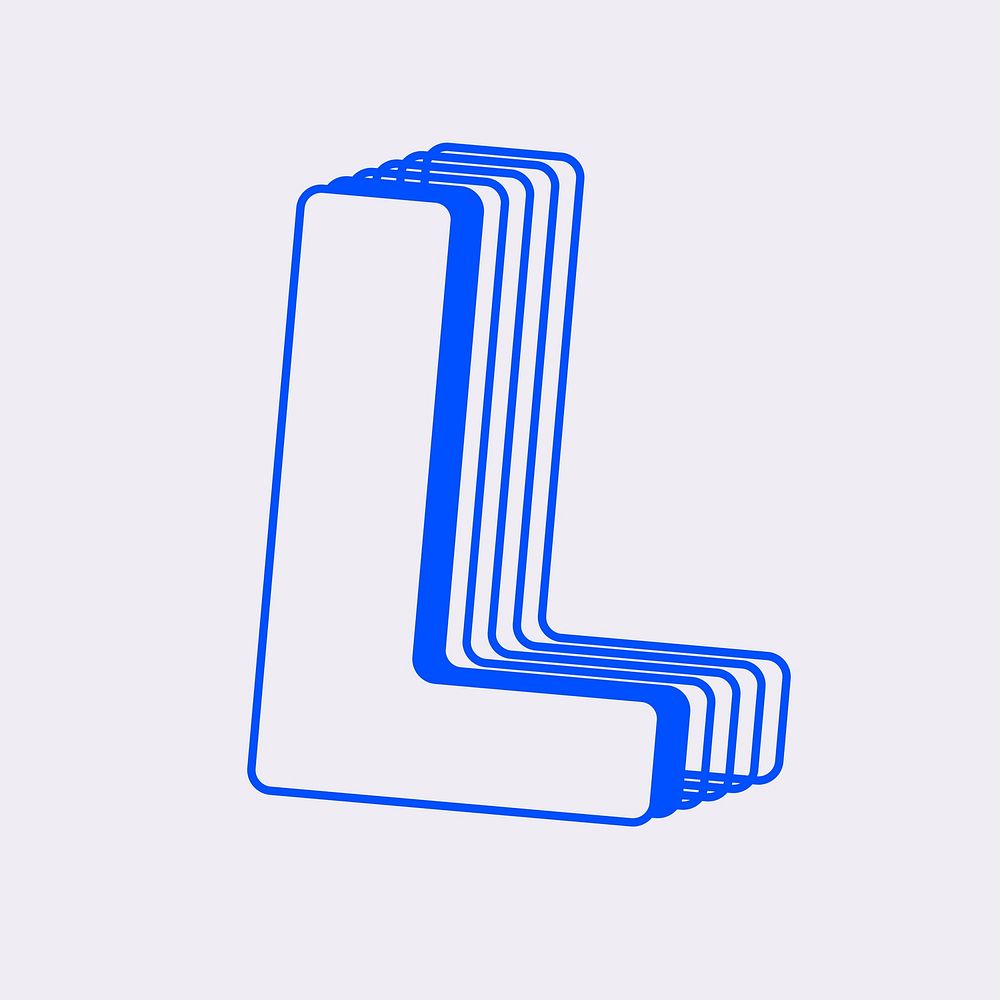 Letter L layered alphabet design