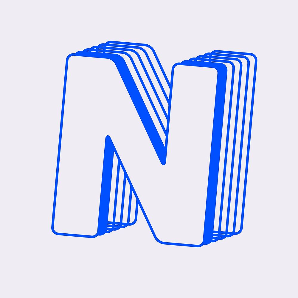 Letter N layered alphabet design