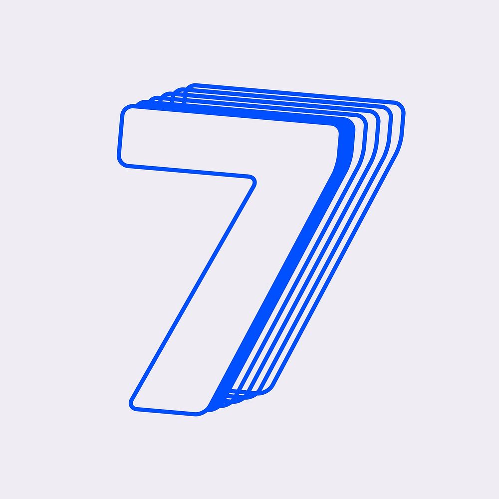 Blue layered number 7 illustration
