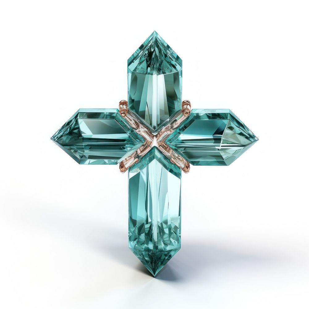 Cross gemstone crystal turquoise.