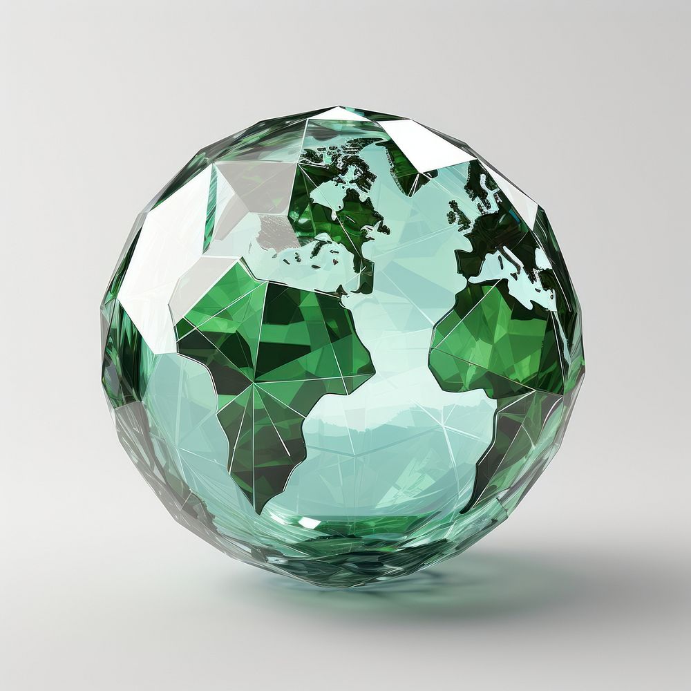 Earth globe gemstone jewelry crystal.