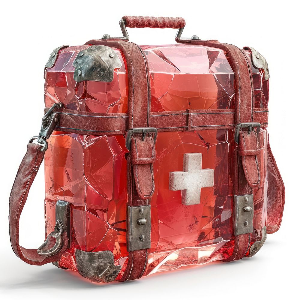 First aid kit bag white background protection.