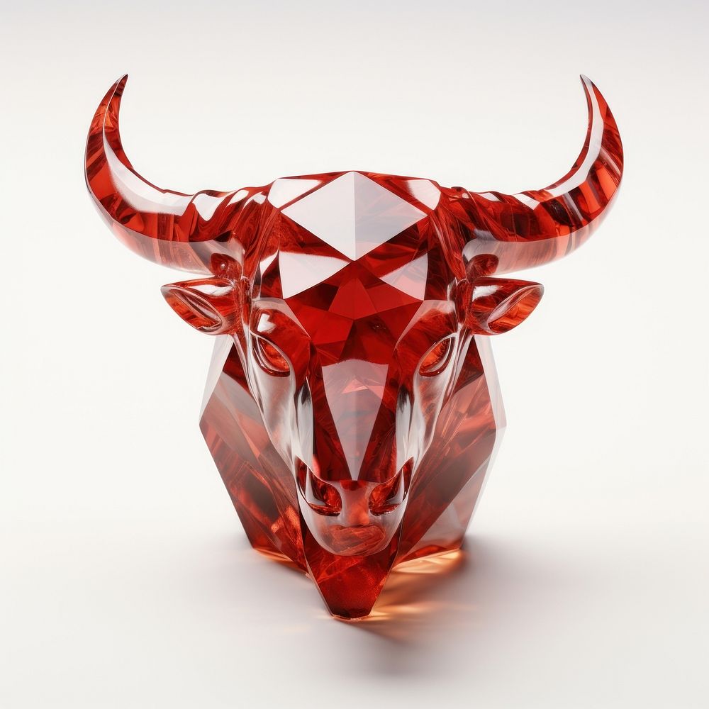 Front red bull head gemstone jewelry cattle.