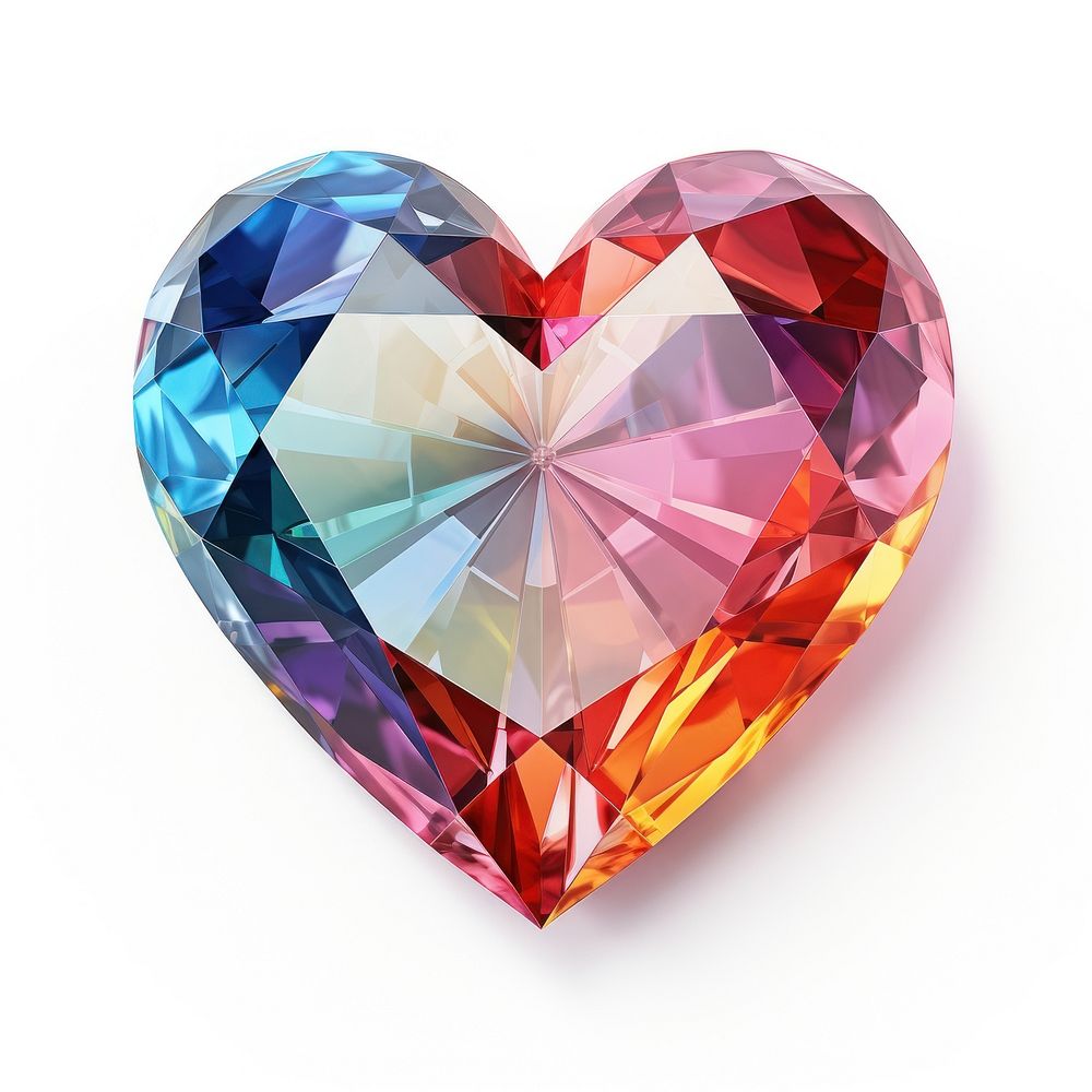 Lgbt heart shape gemstone jewelry white background.