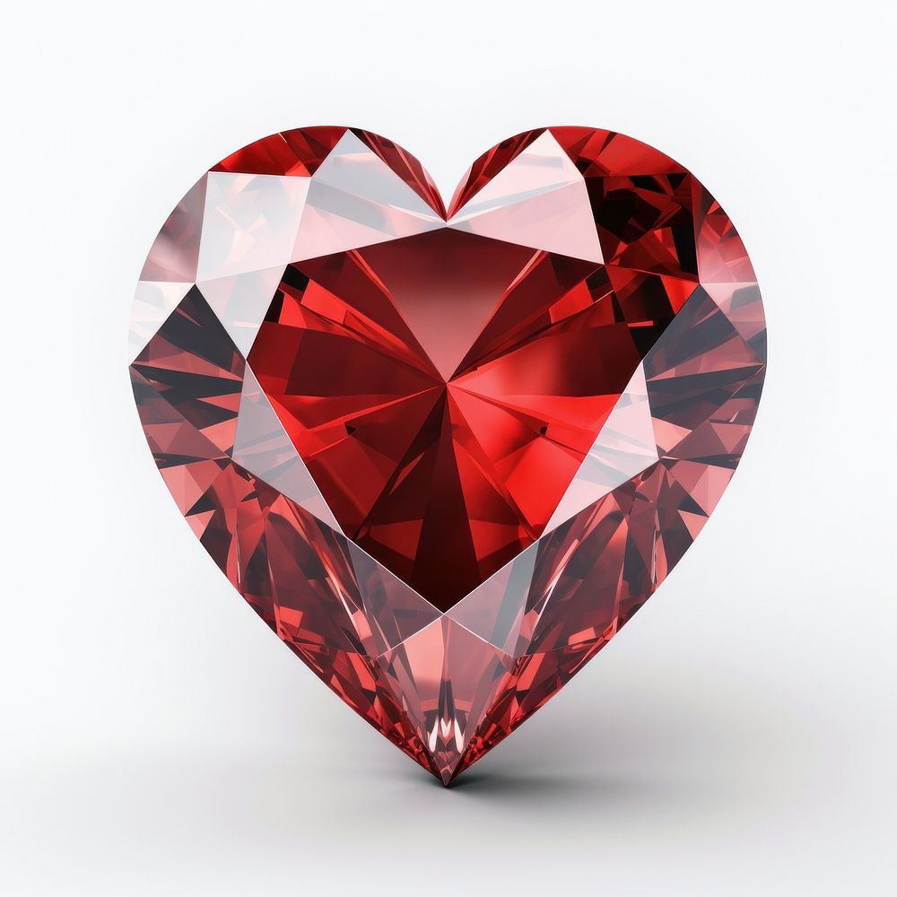 Red heart on circle shape gemstone jewelry diamond.