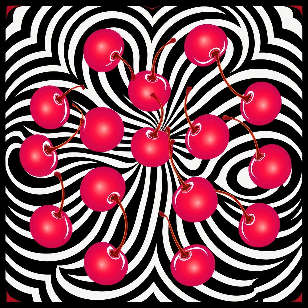 Cherry pattern spiral art backgrounds.