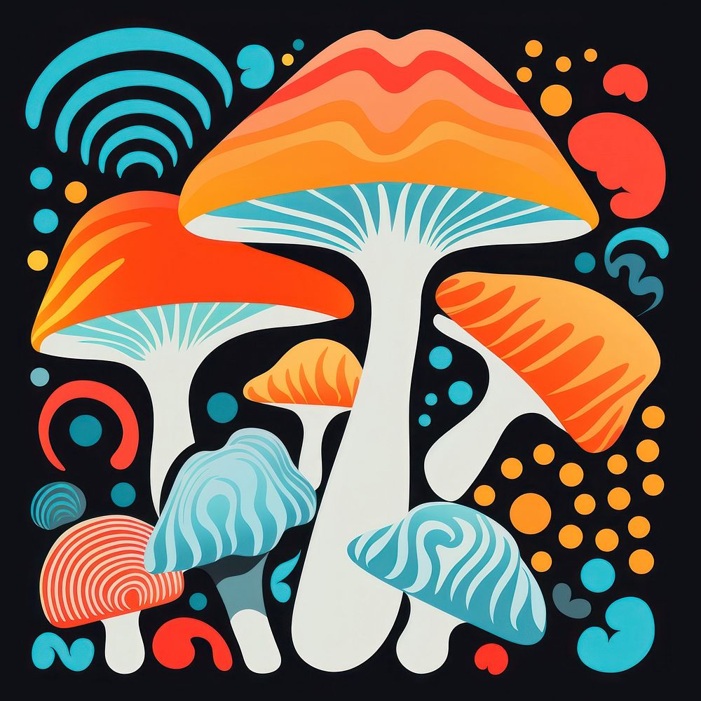 Mushrooms pattern art fungus creativity.
