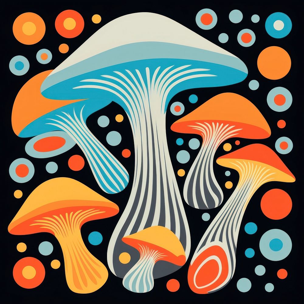 Mushrooms pattern art fungus agaric.