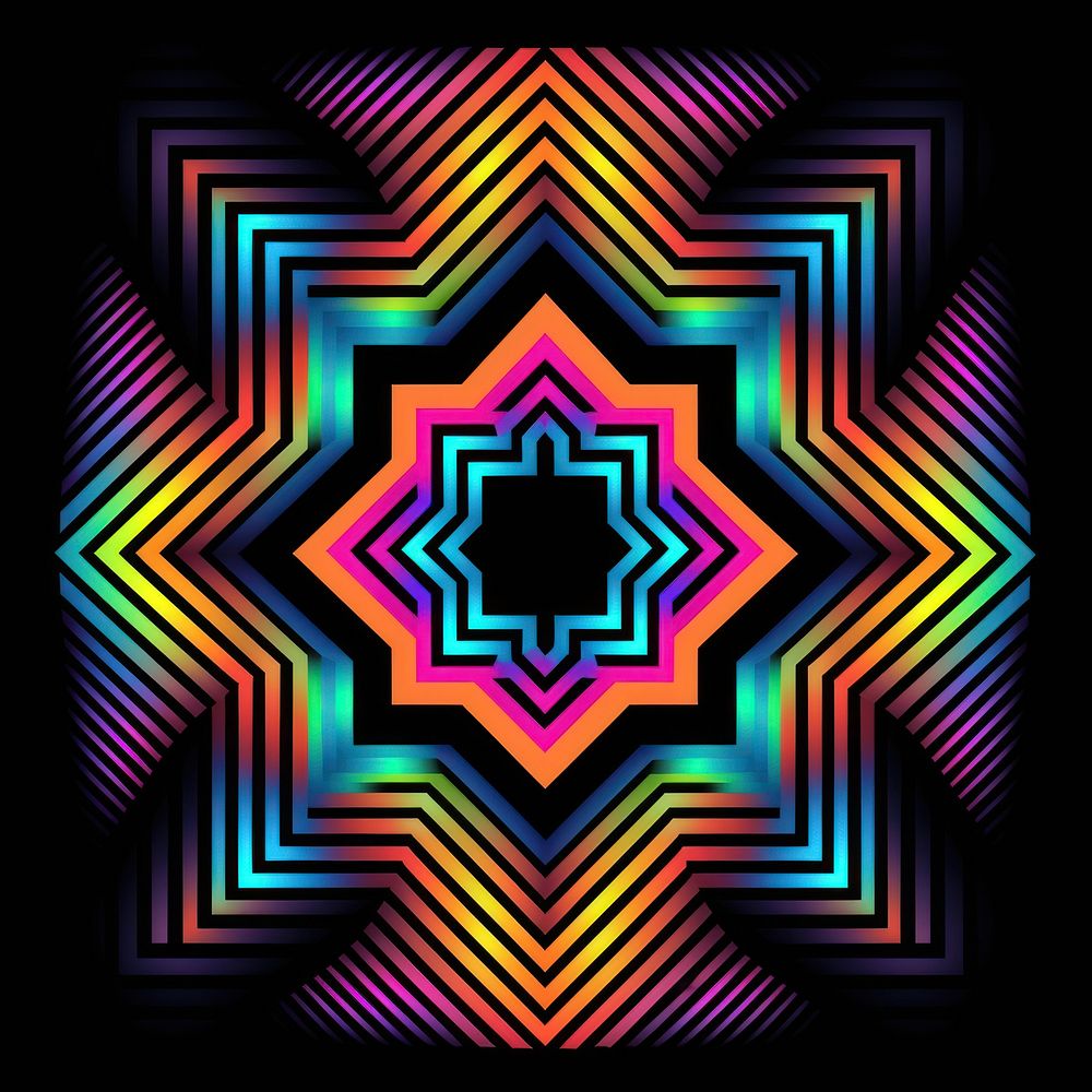 Chest pattern abstract kaleidoscope illuminated.