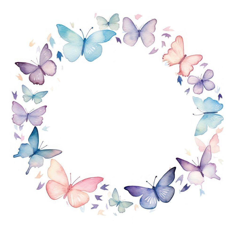 Butterfly circle border pattern petal white background.