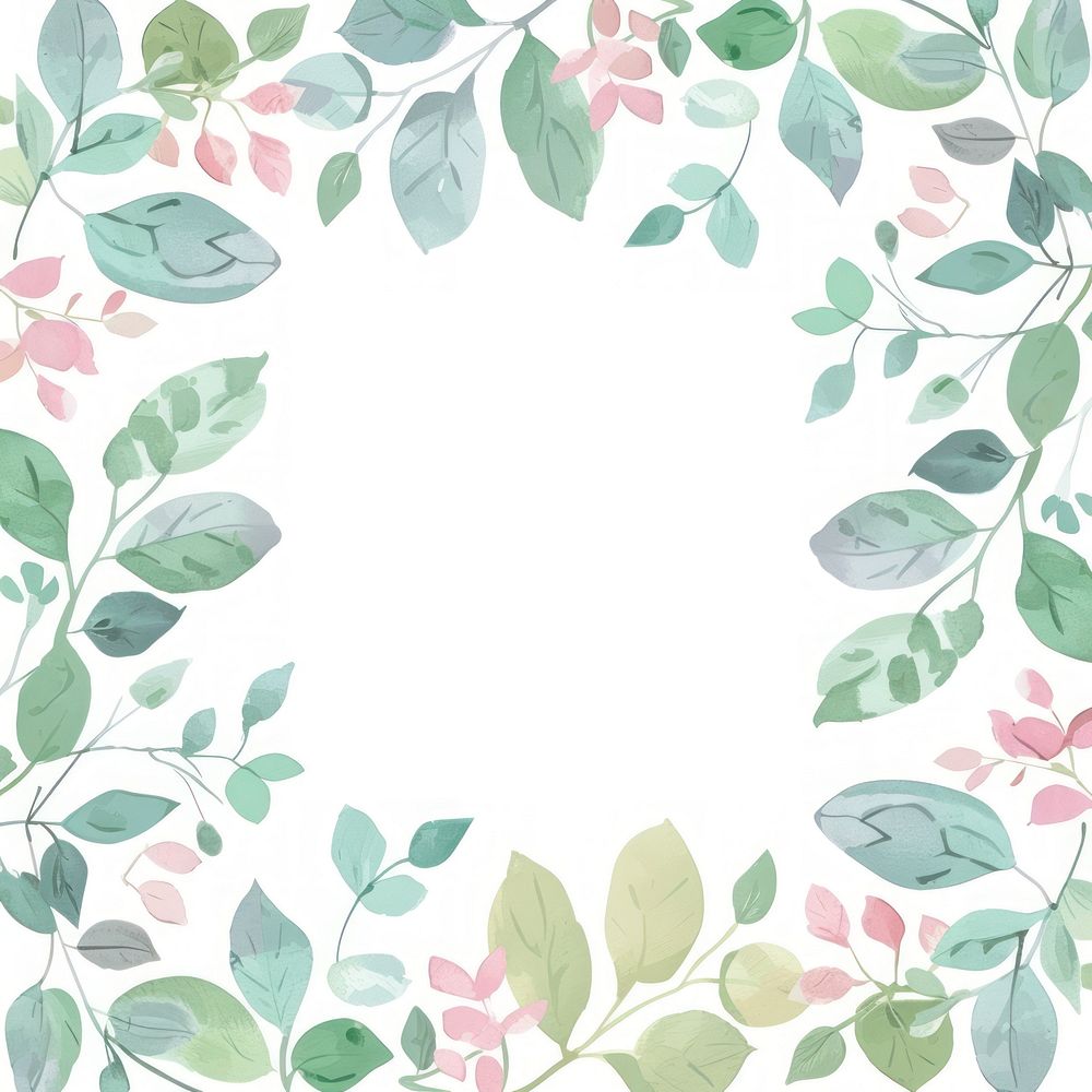 Cute leaves square border pattern backgrounds plant.