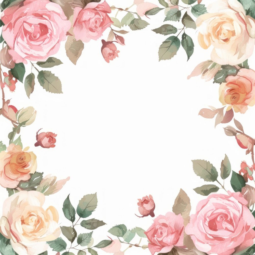 Cute roses square border pattern backgrounds flower.