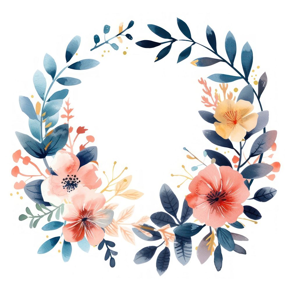 Flower and book circle border pattern wreath plant.