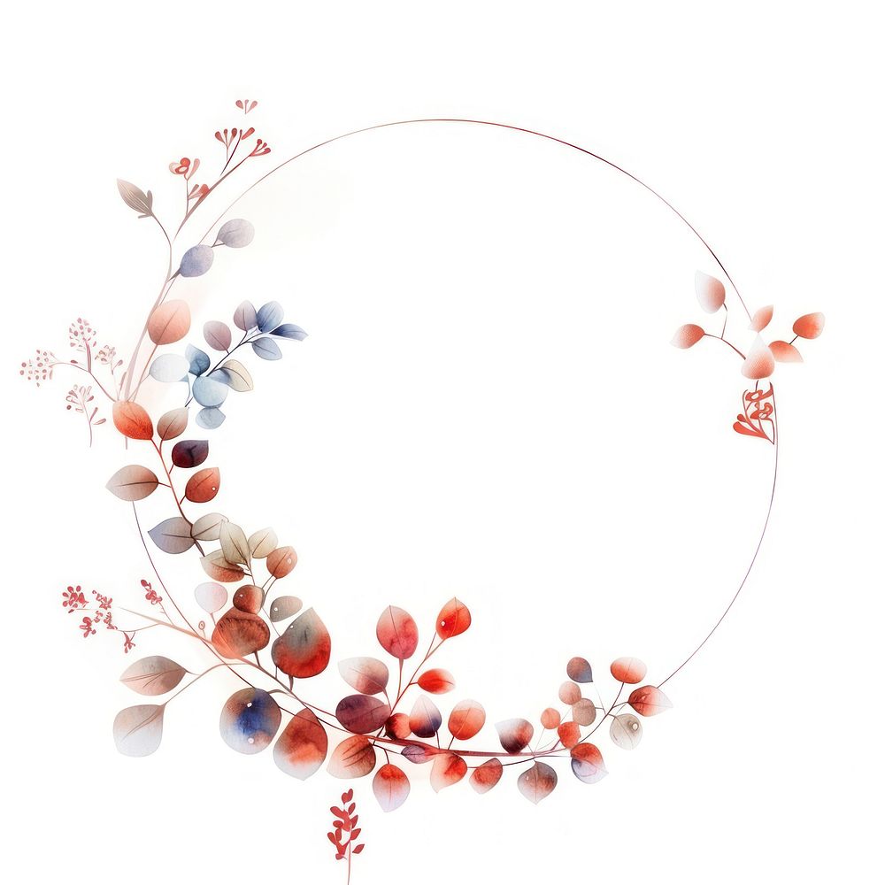 Flower and jeart circle border pattern wreath white background.