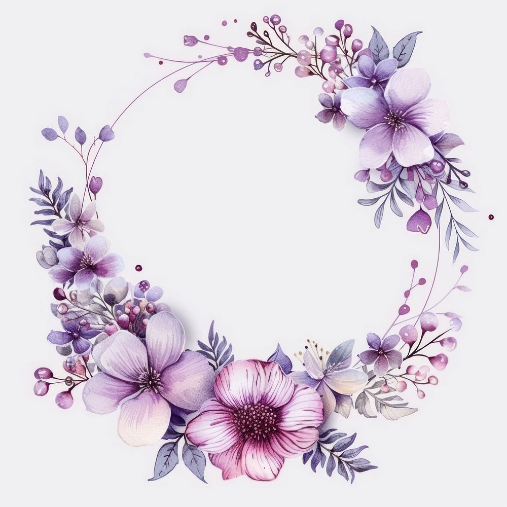 Flower and jeart circle border pattern wreath plant.
