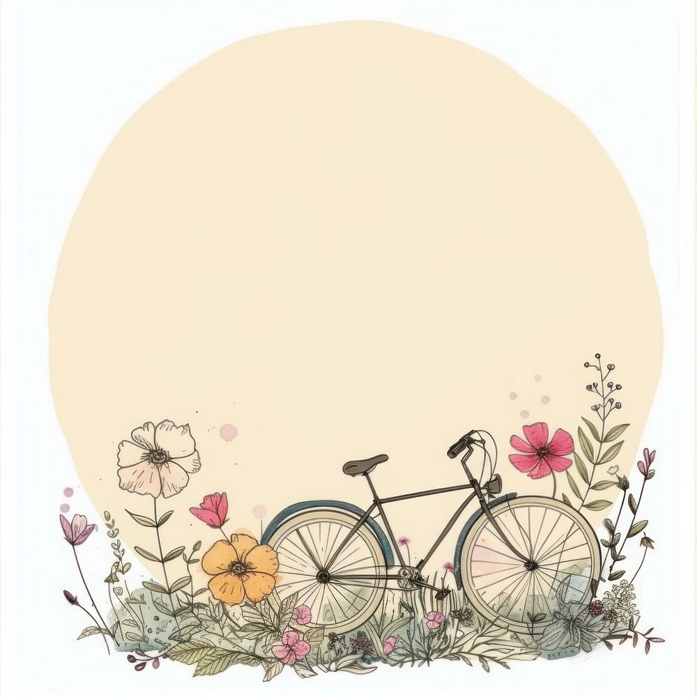Flower book circle border bicycle vehicle pattern.