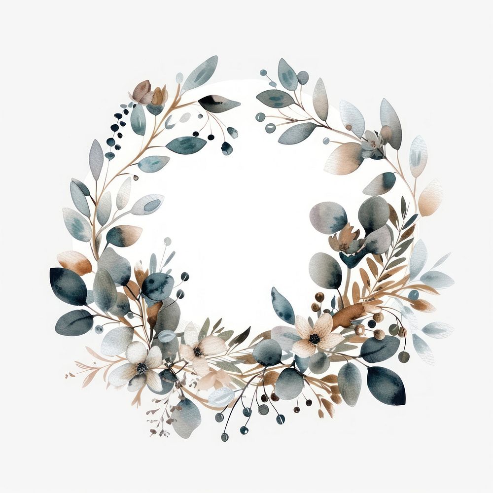 Flower coffee circle border pattern wreath white background.