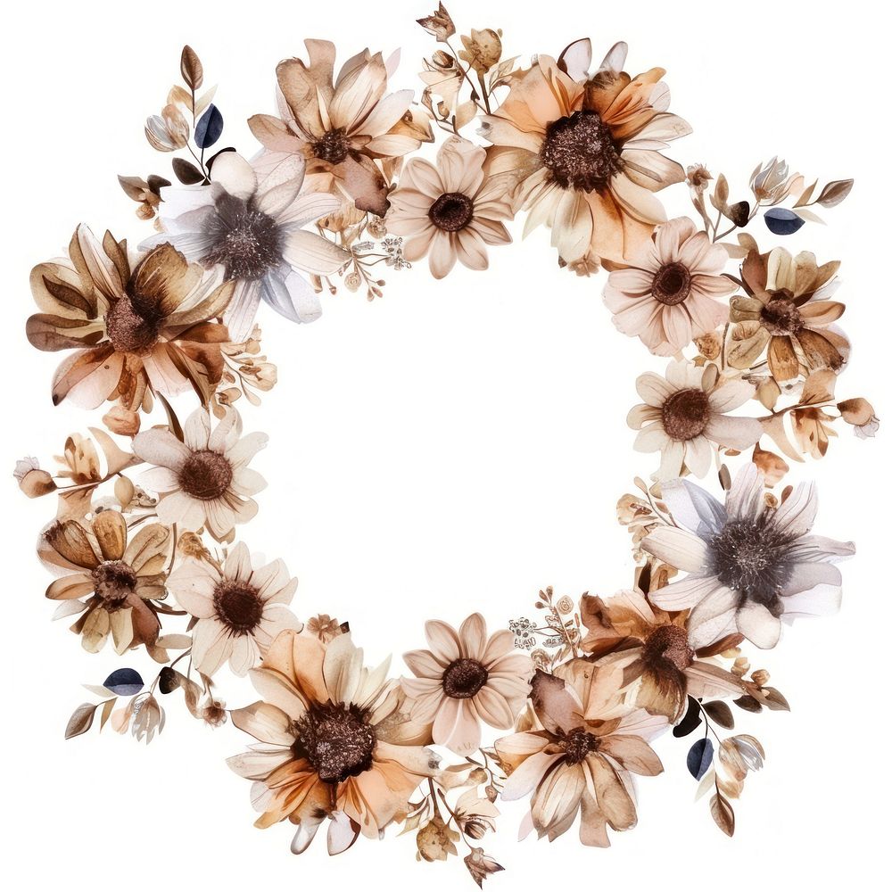 Flower coffee circle border pattern wreath plant.