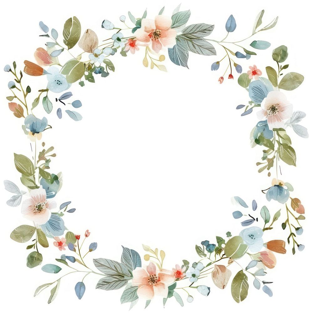 Flower leaves circle border pattern backgrounds wreath.