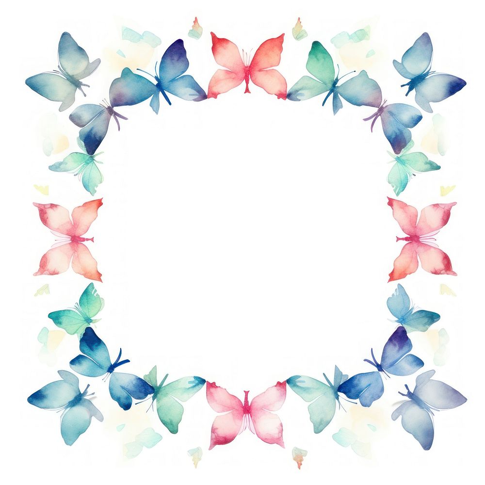 Butterfly square border pattern petal white background.