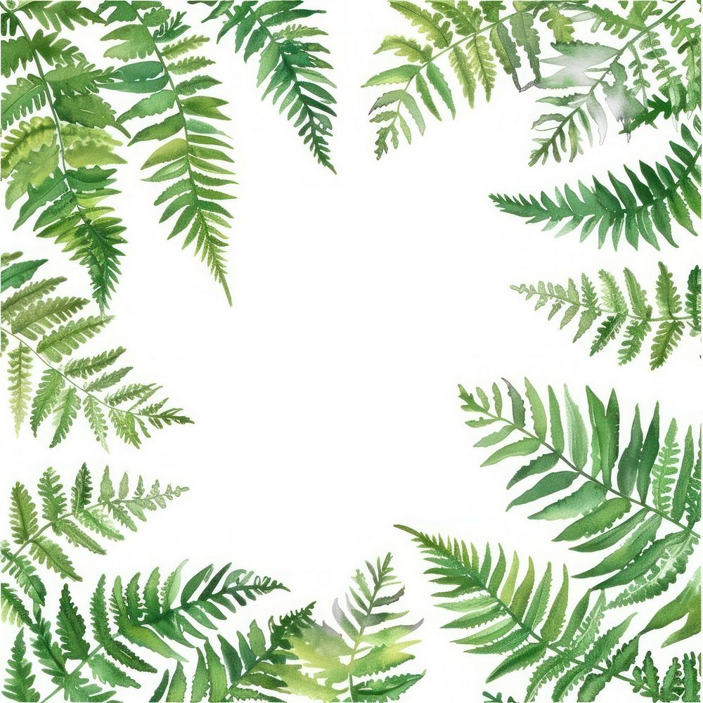Fern leaves square border backgrounds pattern plant.