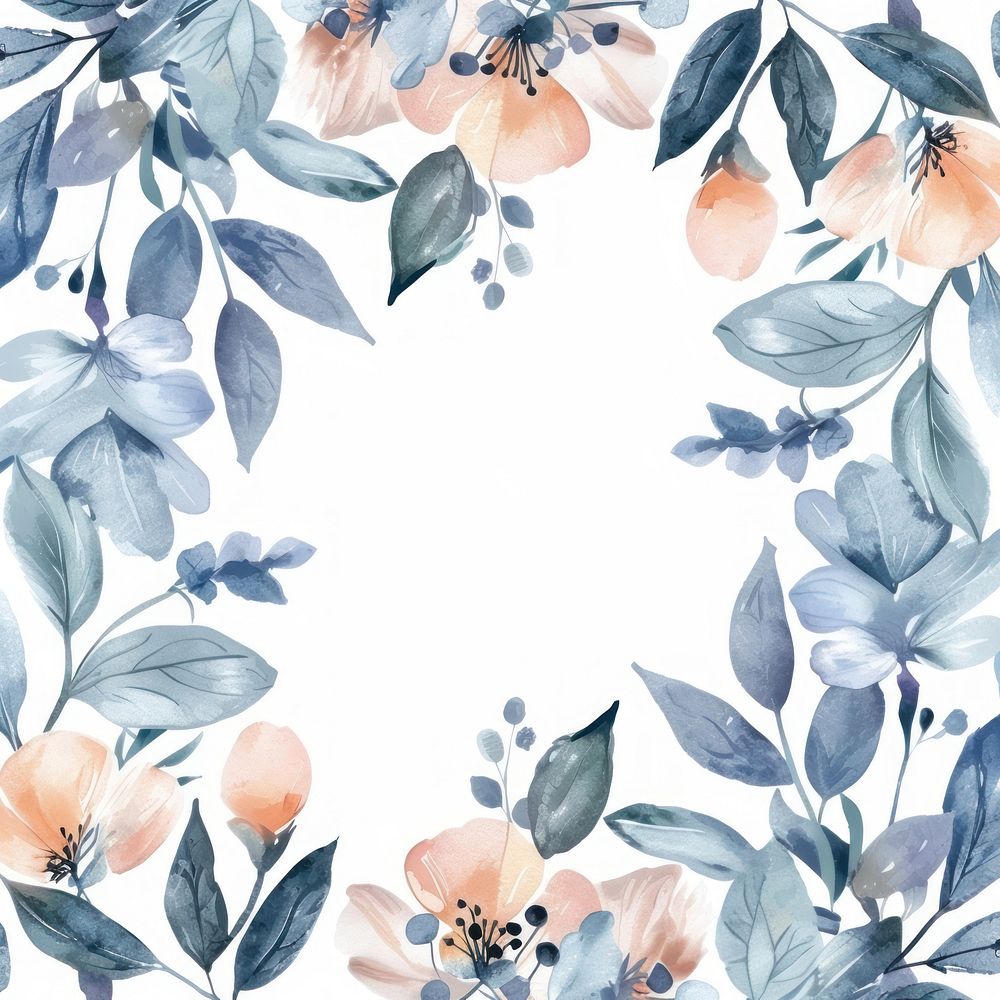Flower and leaves square border pattern backgrounds plant.