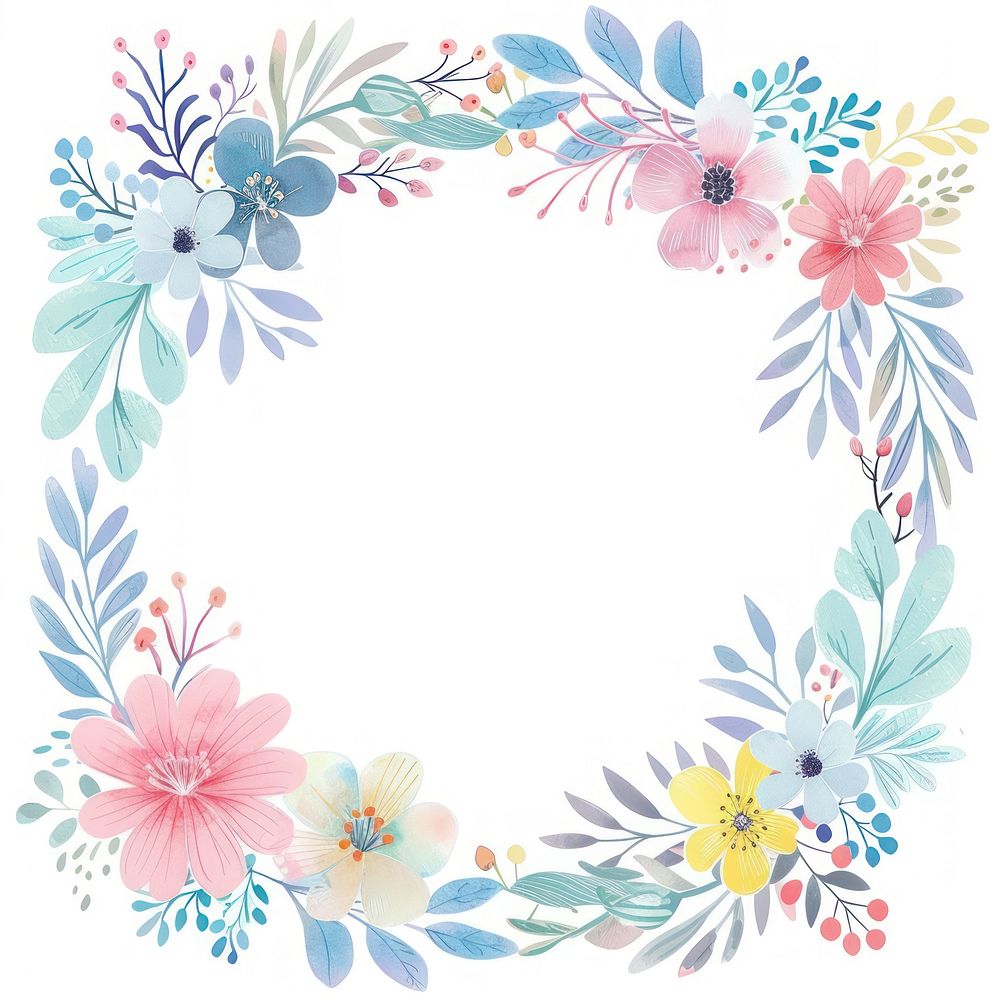 Little flower circle border pattern backgrounds wreath.