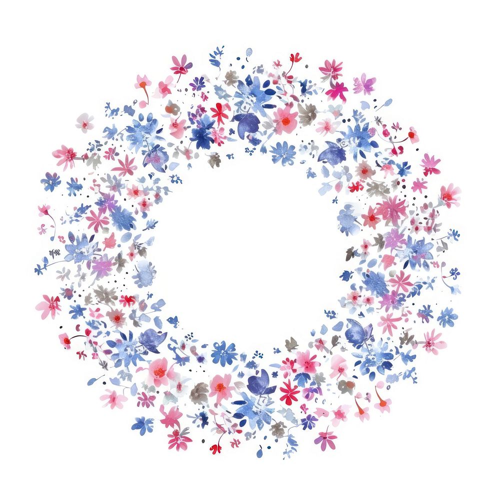 Little flower circle border pattern backgrounds wreath.