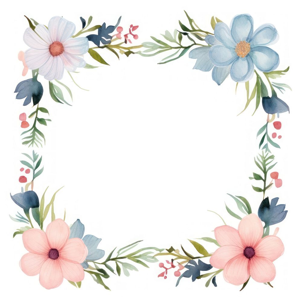 Flower square border pattern wreath frame.