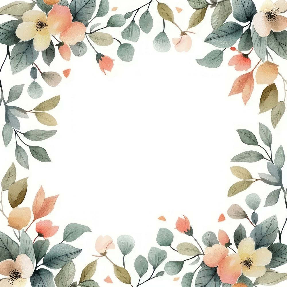 Flower and leaves square border pattern backgrounds graphics.