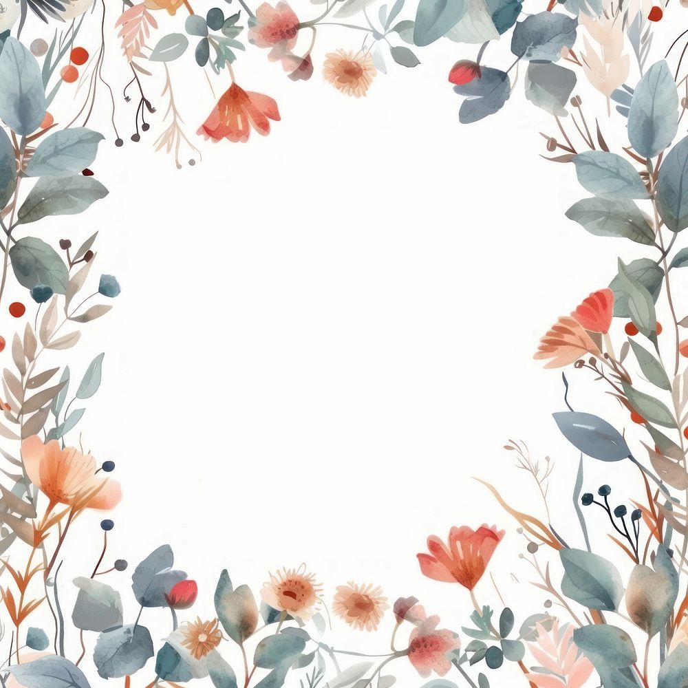 Flower and leaves square border pattern backgrounds fragility.