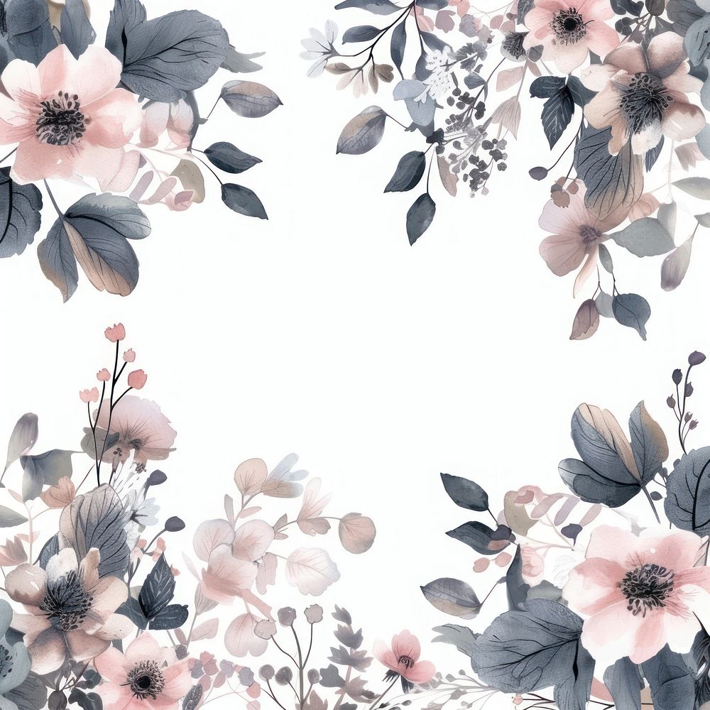Flower and leaves square border pattern backgrounds plant.