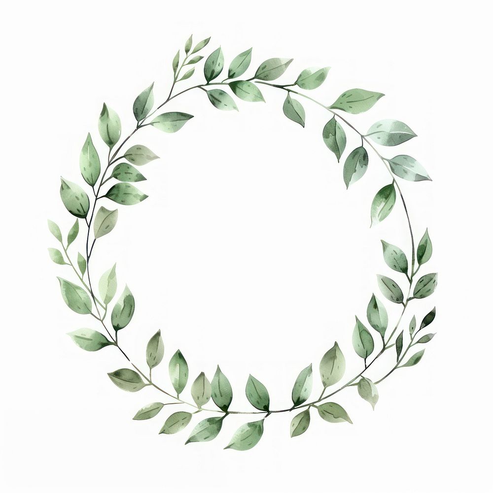 Leaves circle border pattern wreath plant.