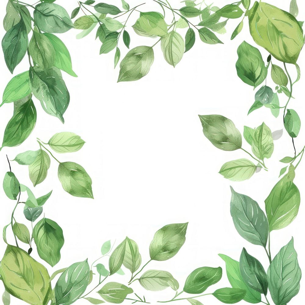 Small leaf square border backgrounds plant green.