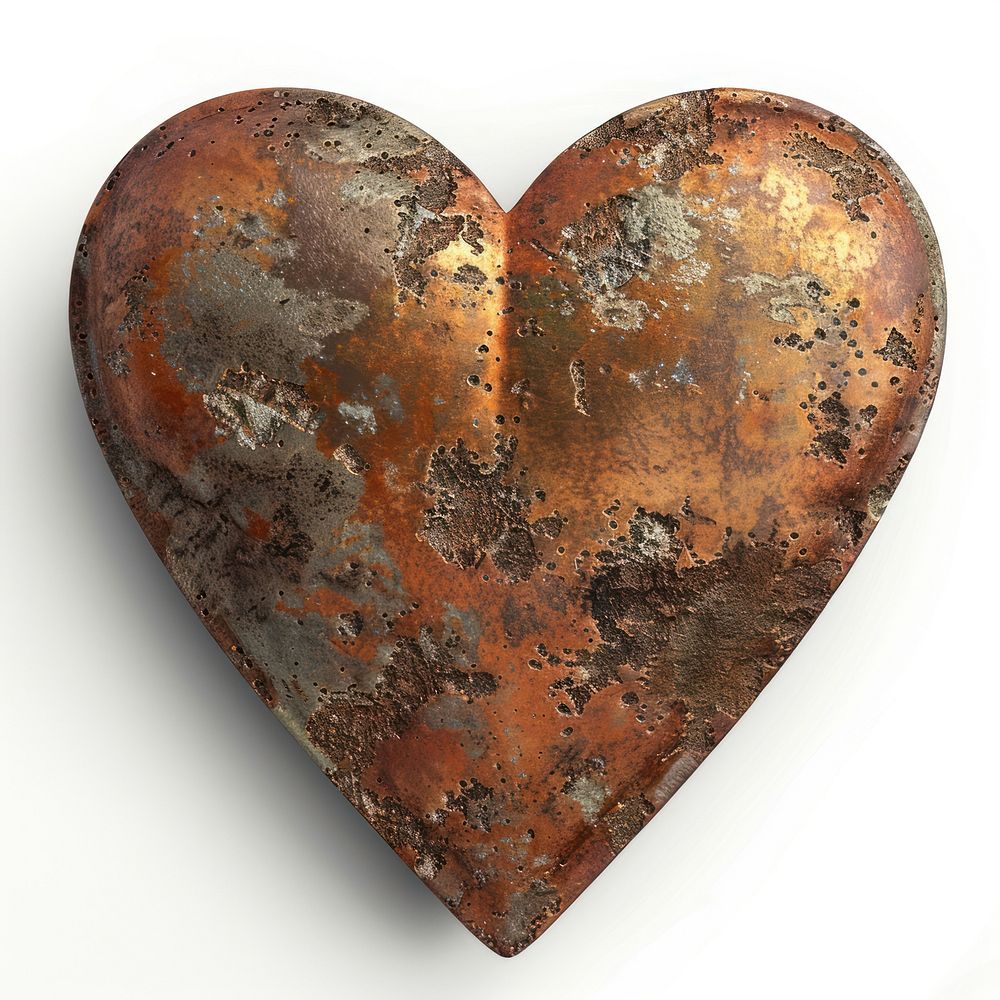 3d render of heart metal white background textured.