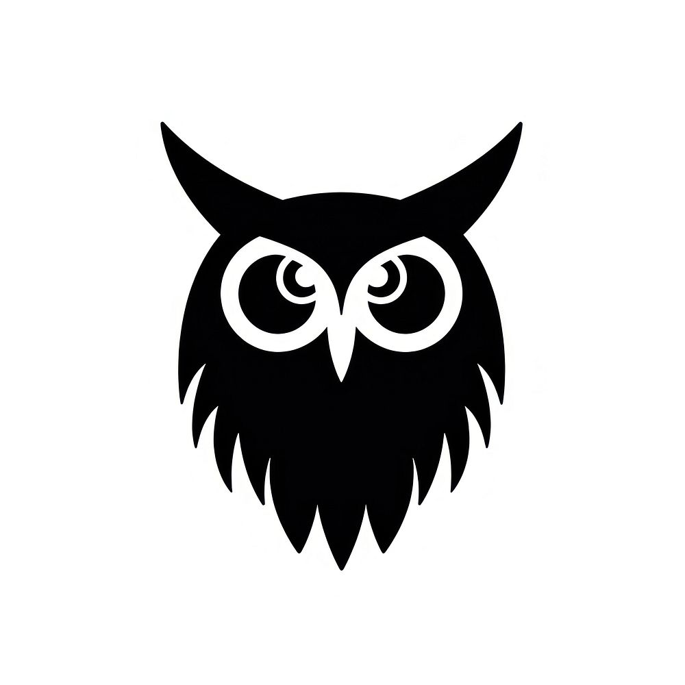 Owl logo icon animal black white.