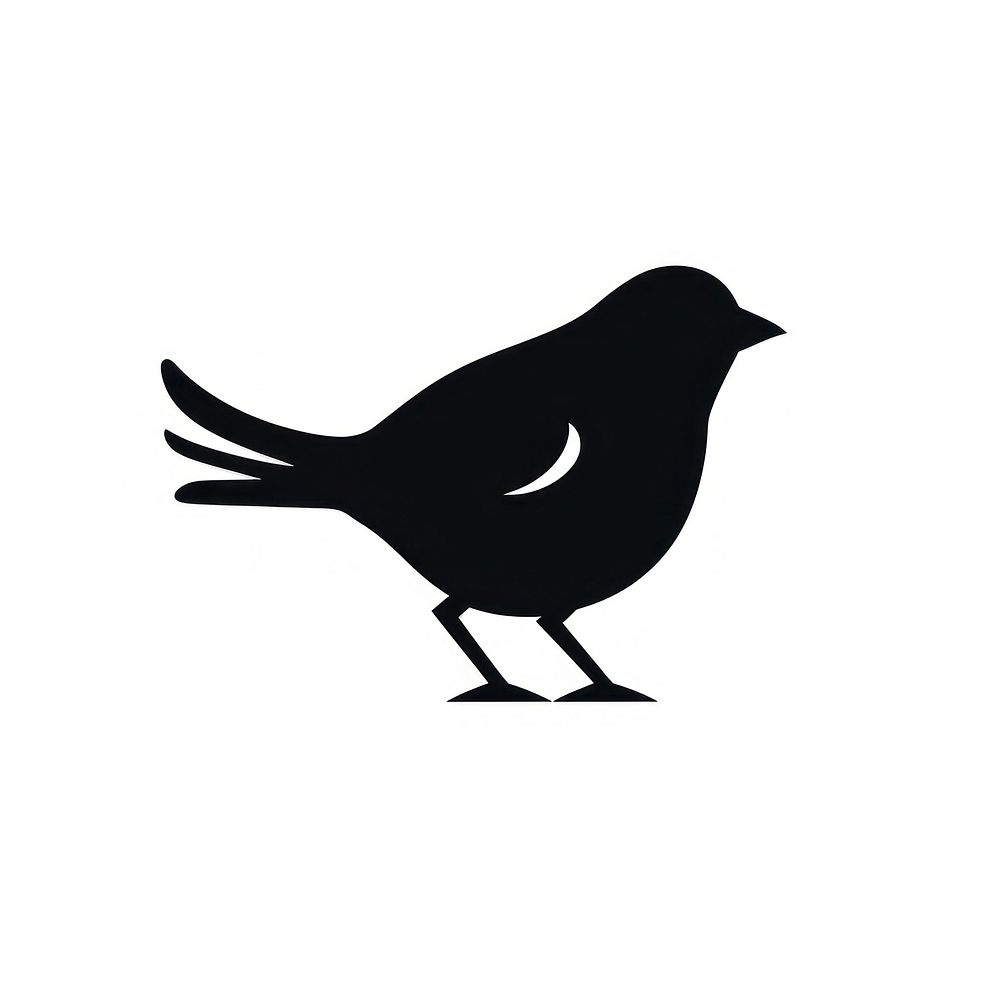 Animal logo icon silhouette blackbird white.