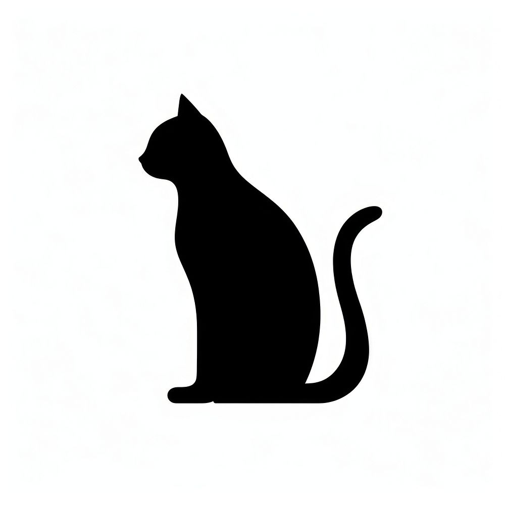 Black cat logo icon silhouette animal mammal.