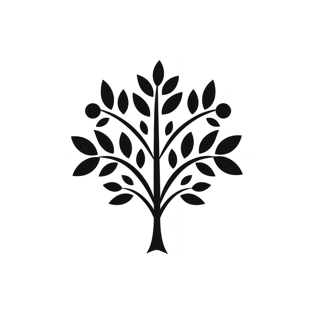 Botanical logo icon pattern plant white.