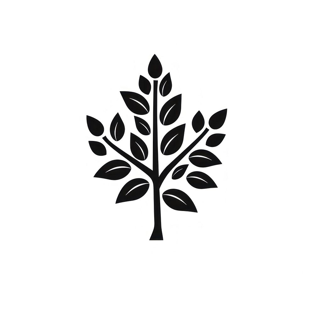 Botanical logo icon silhouette plant leaf.