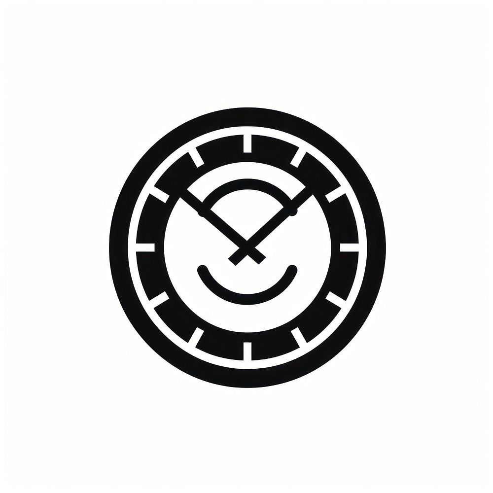 Clock logo icon symbol black white.