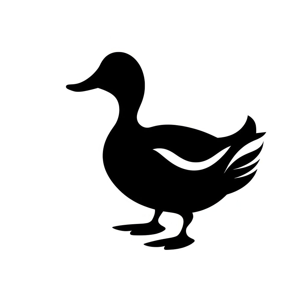Full body duck logo icon silhouette animal black.